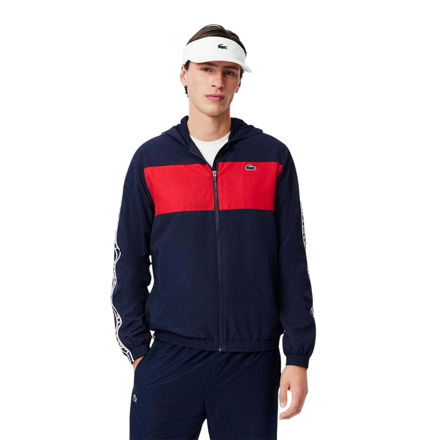 Navy - Back - Lacoste Mens Colour Block Logo Tennis Jacket