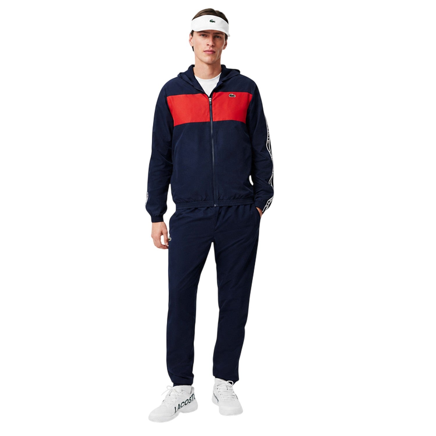 Navy - Pack Shot - Lacoste Mens Colour Block Logo Tennis Jacket