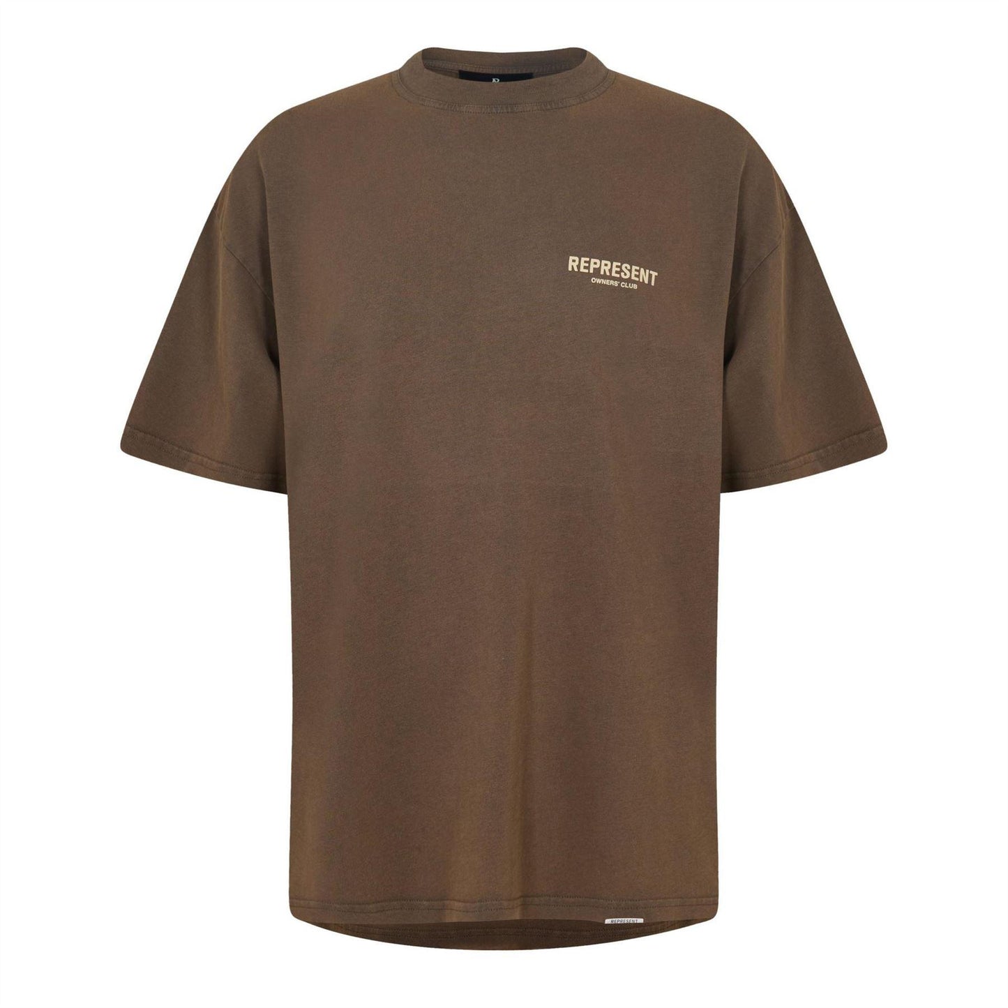 Almond - Front - Represent Mens Owners Club Cotton T-Shirt