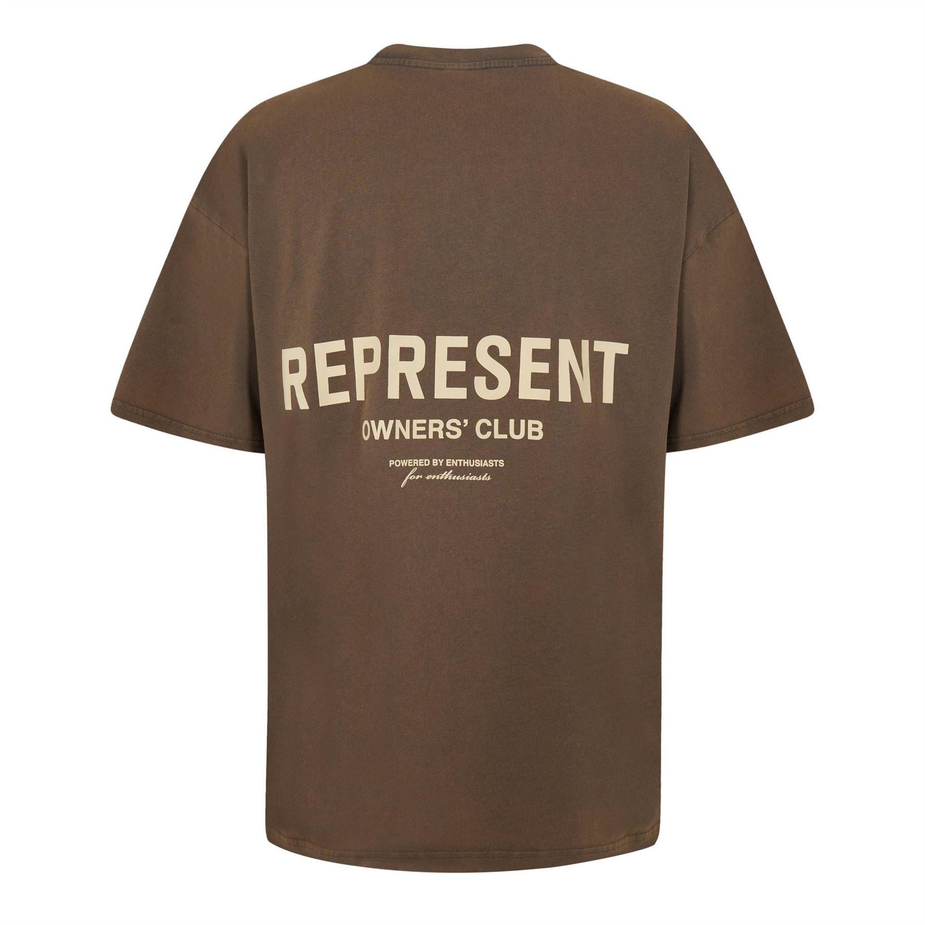 Almond - Back - Represent Mens Owners Club Cotton T-Shirt