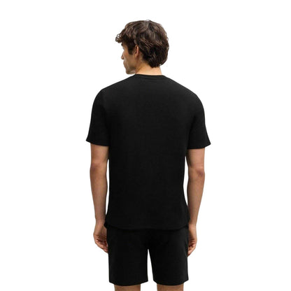 Black - Back - Boss Mens Waffle Knit Classic Short-Sleeved T-Shirt