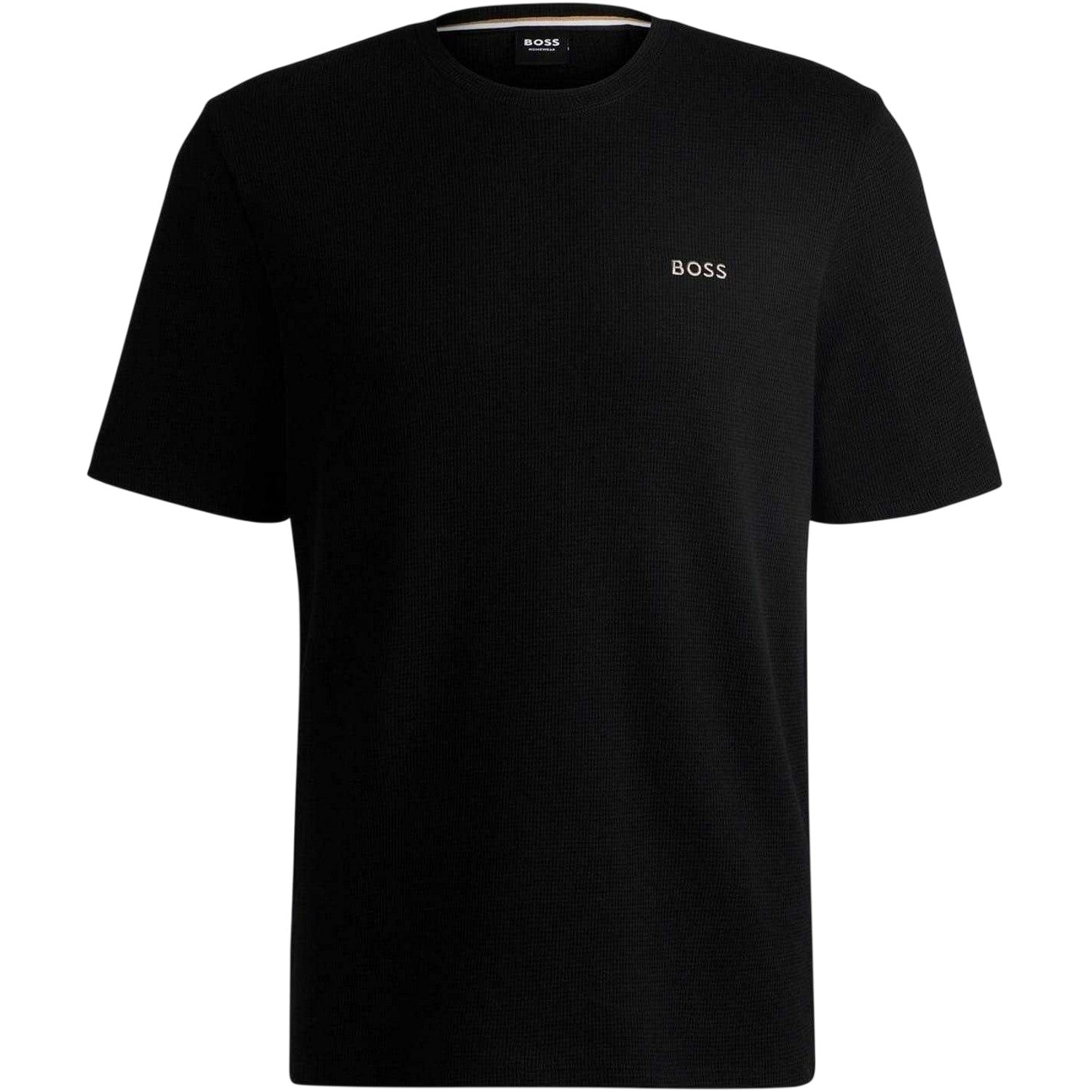 Black - Front - Boss Mens Waffle Knit Classic Short-Sleeved T-Shirt