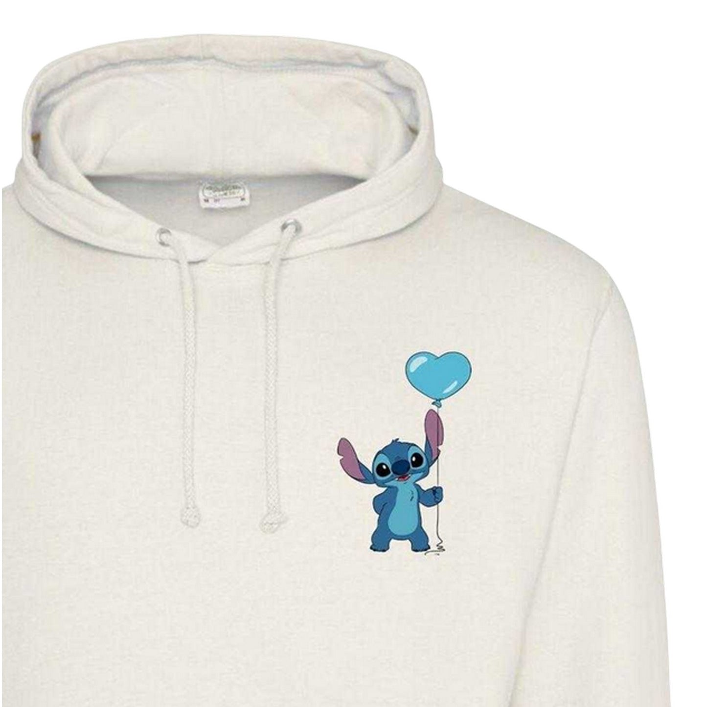White - Side - Lilo & Stitch Unisex Adult Balloon Heart Valentine`s Day Hoodie