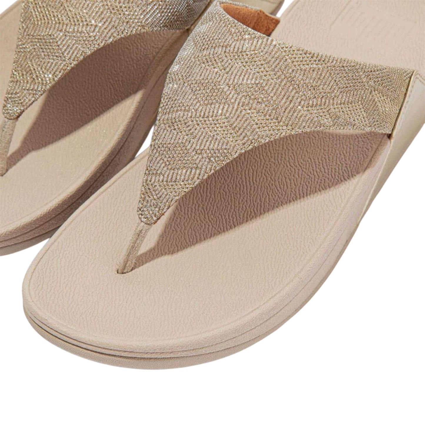 Rose Gold - Side - FitFlop Womens-Ladies Lulu Glitz Toe Post Wedge Sandals