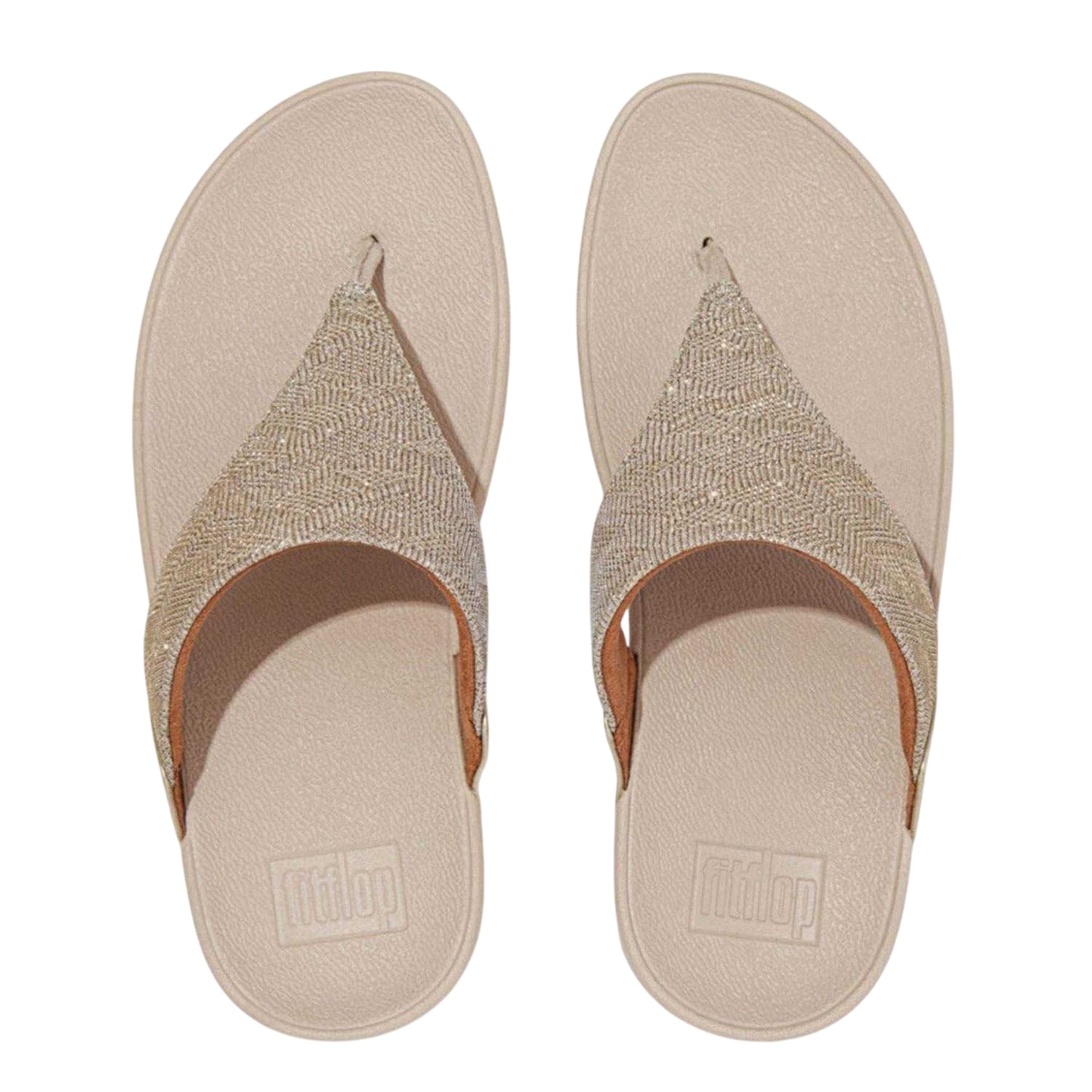Rose Gold - Lifestyle - FitFlop Womens-Ladies Lulu Glitz Toe Post Wedge Sandals