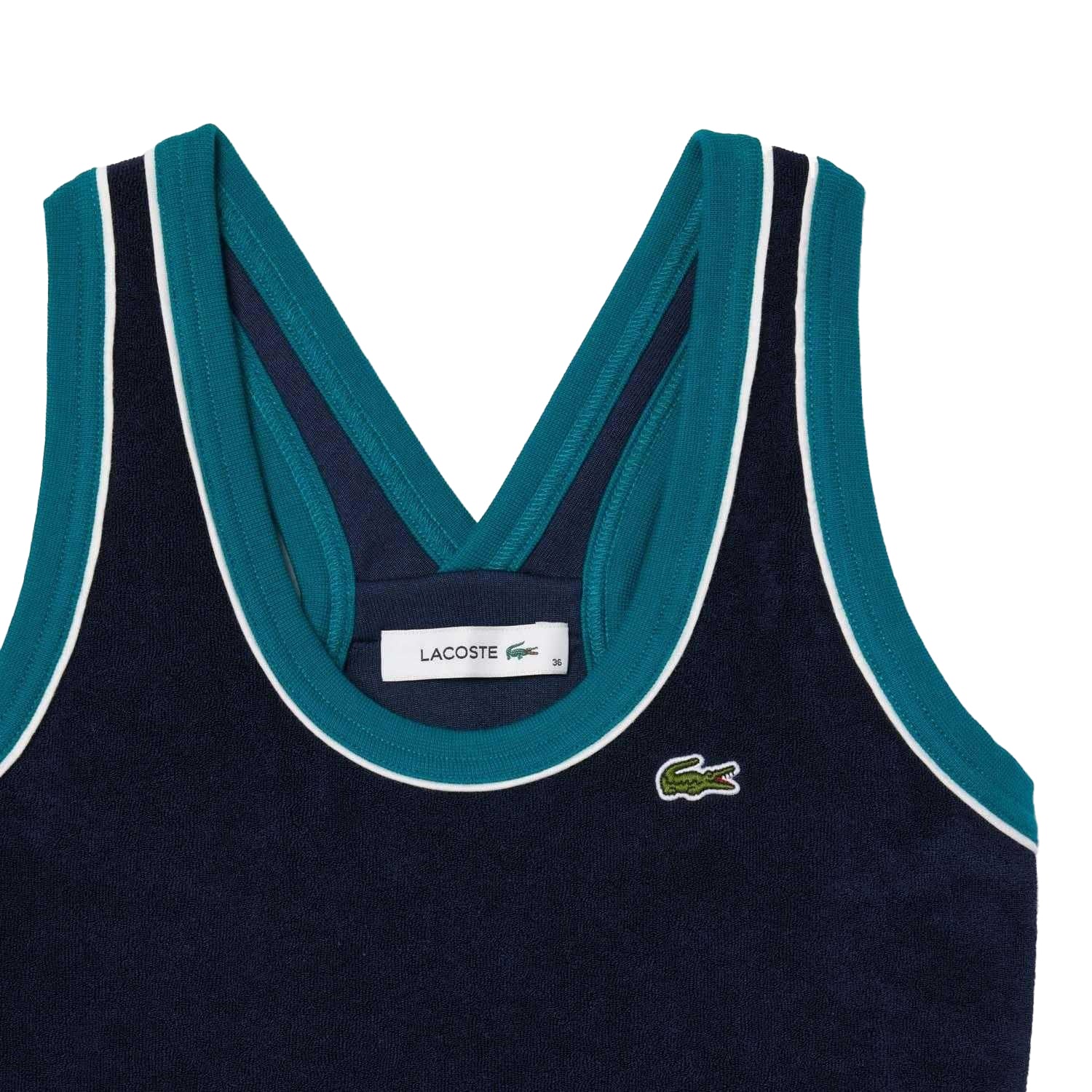 Blue - Side - Lacoste Womens-Ladies French Terry Cross Back Slim Dress
