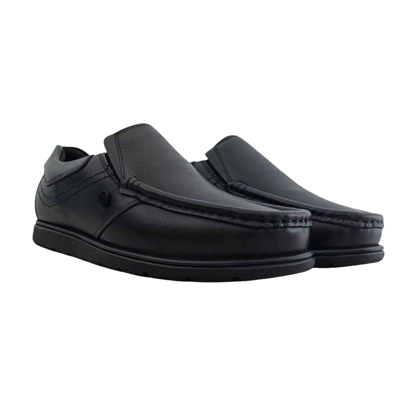 Black - Pack Shot - Pretty Green Boys Waltham Moc Toe School Shoes