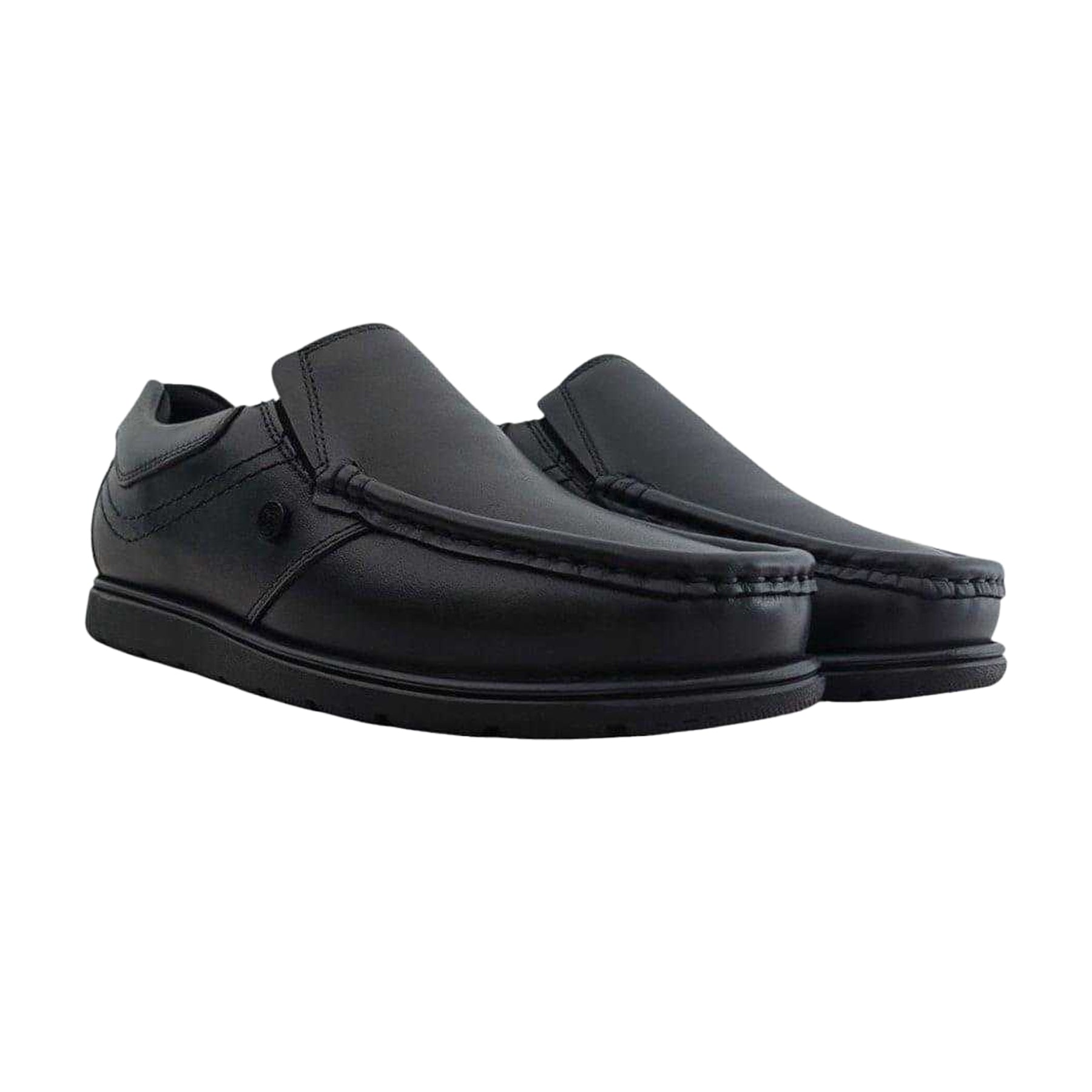 Black - Pack Shot - Pretty Green Boys Waltham Moc Toe School Shoes