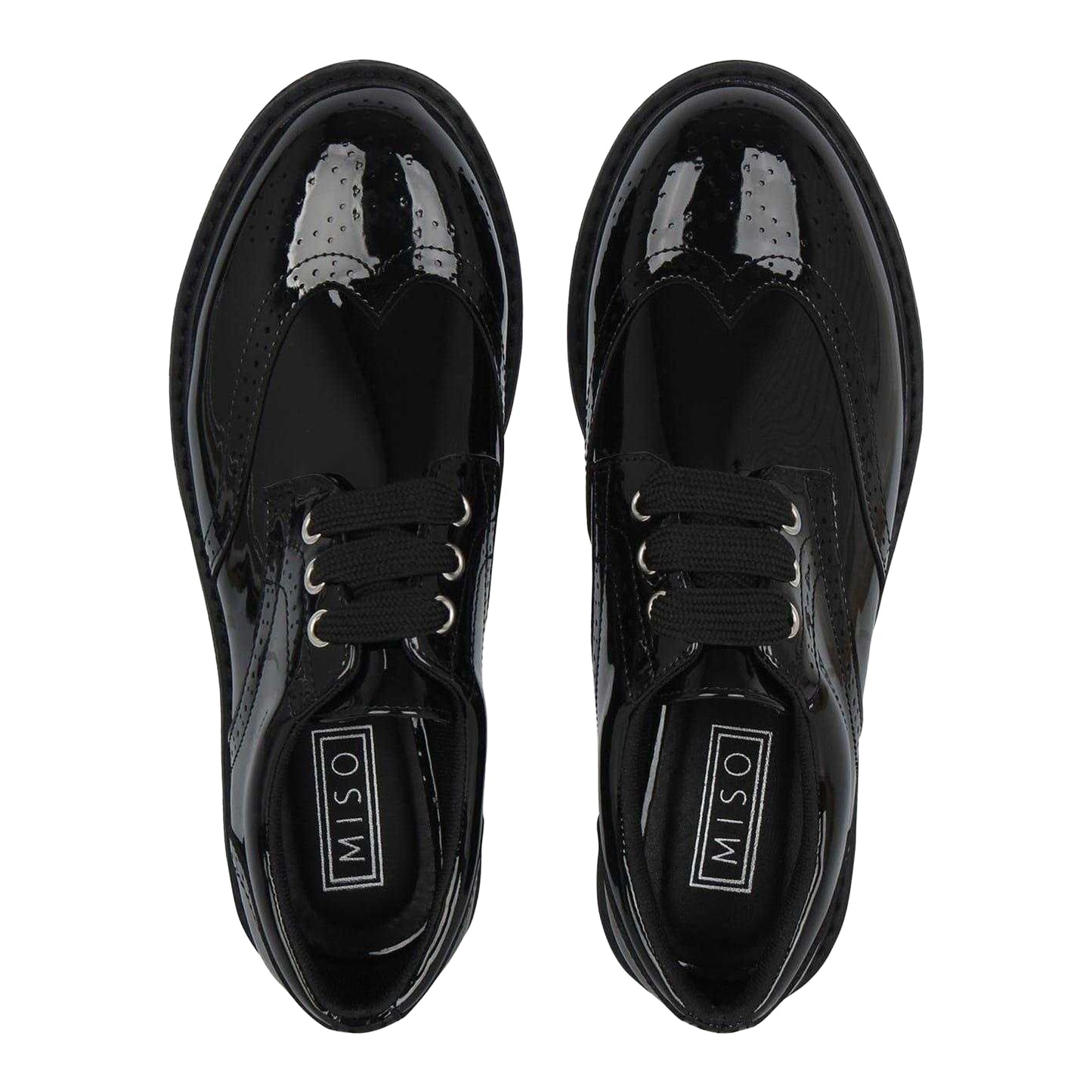 Black Patent - Lifestyle - Miso Girls Chunky Brogue Detailing Shoes