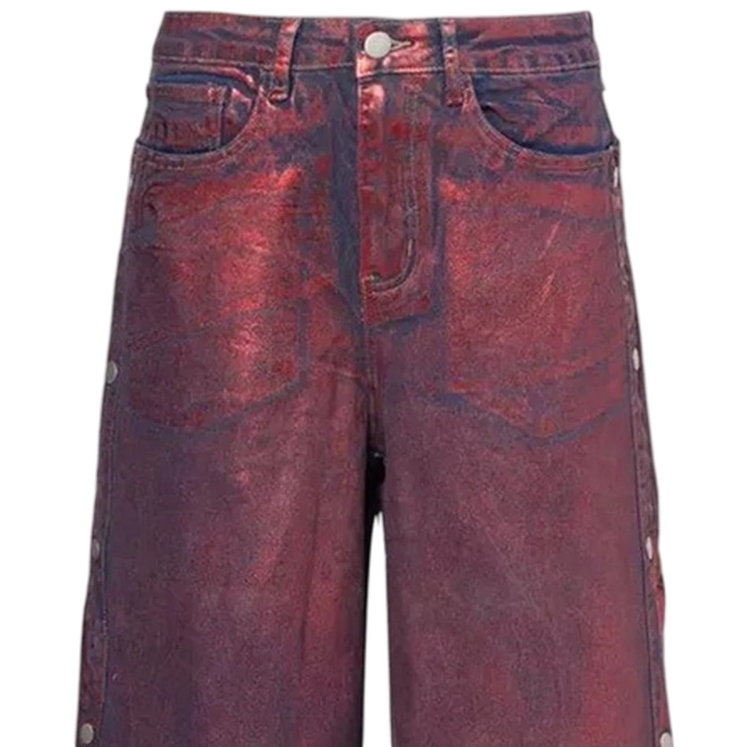 Red - Back - AmyLynn Womens-Ladies Foil Wren Wide Leg Trousers