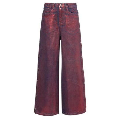 Red - Front - AmyLynn Womens-Ladies Foil Wren Wide Leg Trousers