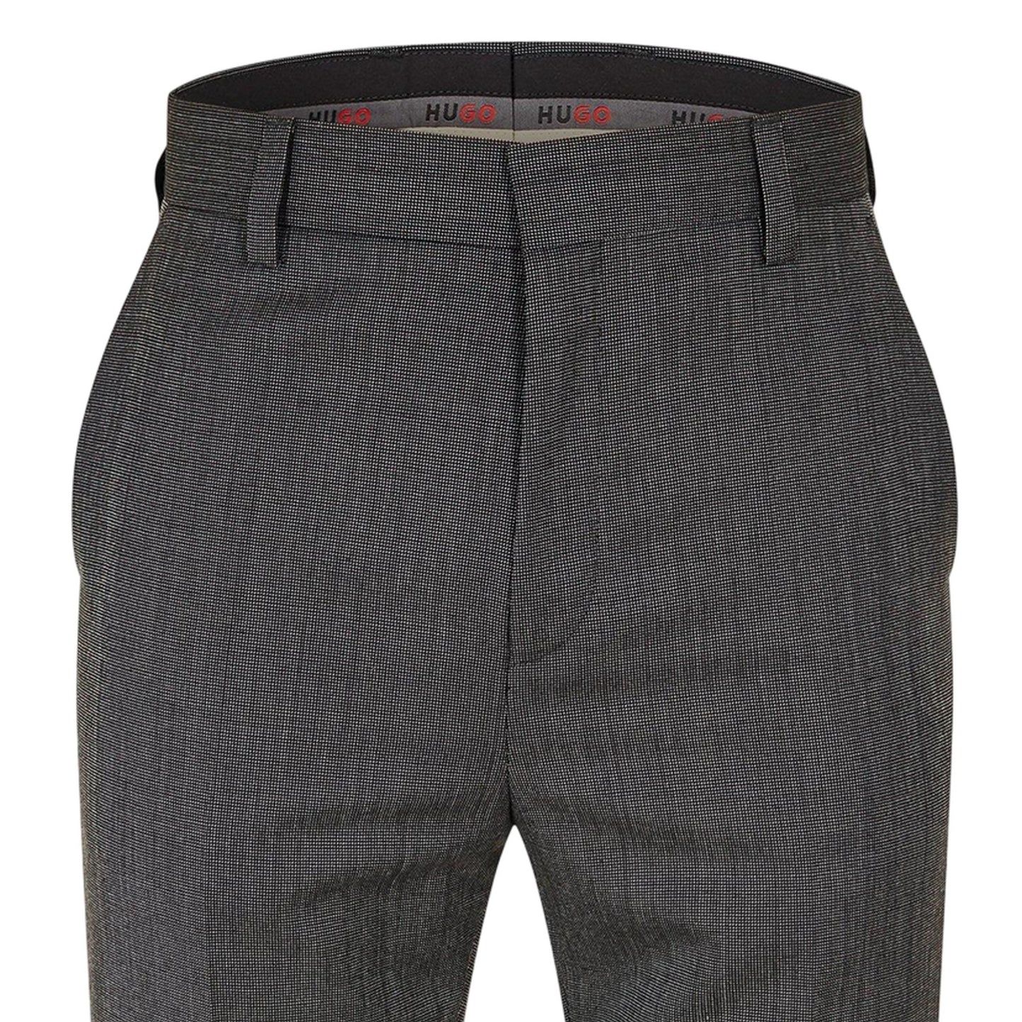 Grey - Side - Hugo Mens Cotton Straight Leg Trousers