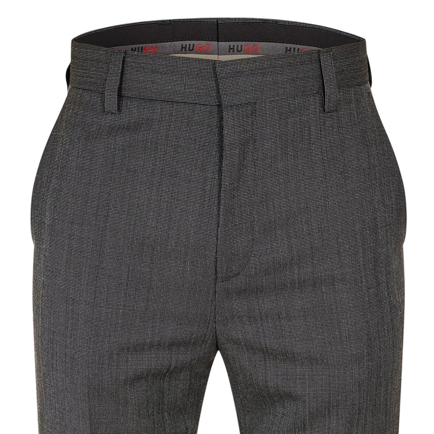 Grey - Side - Hugo Mens Cotton Straight Leg Trousers