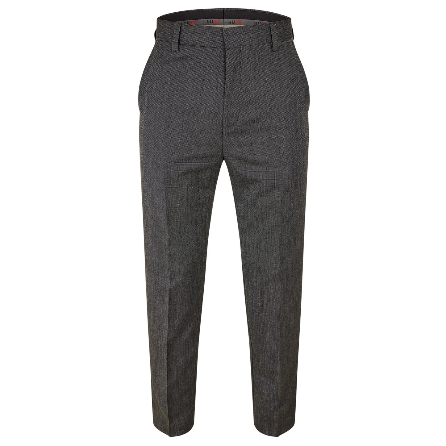 Grey - Front - Hugo Mens Cotton Straight Leg Trousers