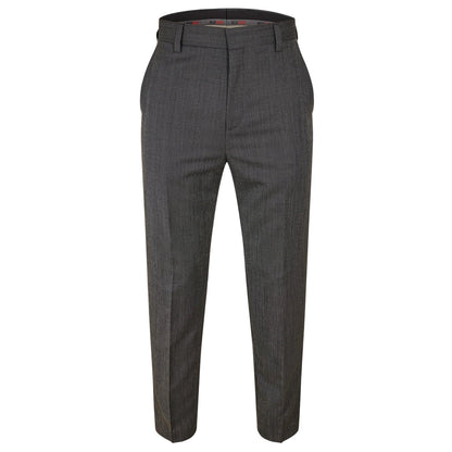 Grey - Front - Hugo Mens Cotton Straight Leg Trousers