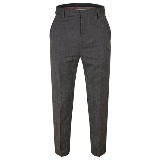Grey - Front - Hugo Mens Cotton Straight Leg Trousers