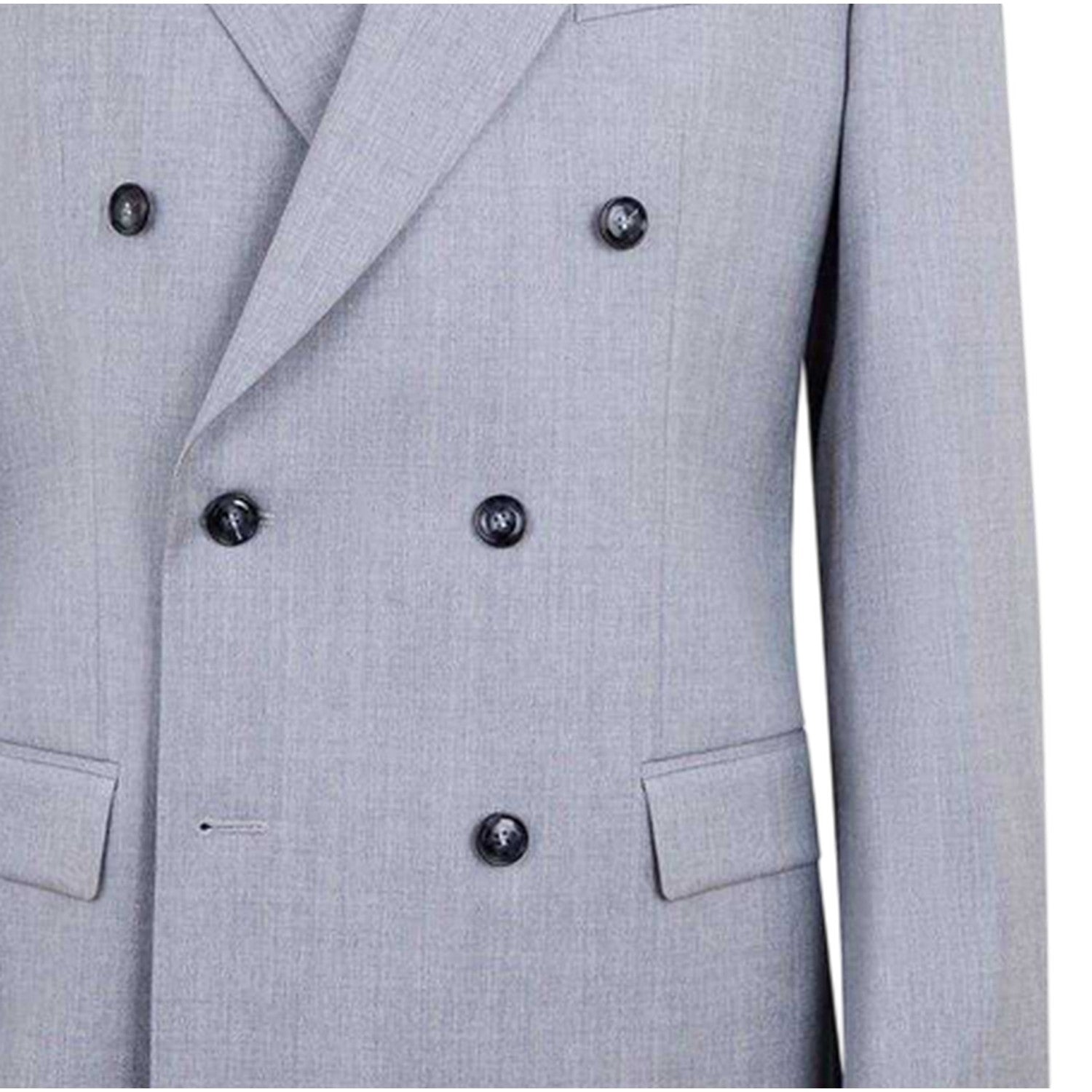 Medium Grey - Back - Boss Mens Hutson Woven Flap Pocket Suit Jacket