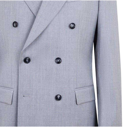 Medium Grey - Back - Boss Mens Hutson Woven Flap Pocket Suit Jacket