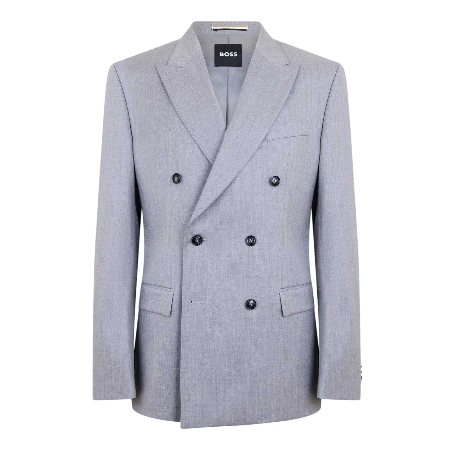 Medium Grey - Front - Boss Mens Hutson Woven Flap Pocket Suit Jacket
