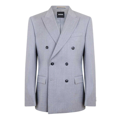 Medium Grey - Front - Boss Mens Hutson Woven Flap Pocket Suit Jacket