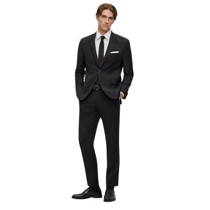 Black - Side - Boss Mens Jasper Notch Neck Suit Jacket