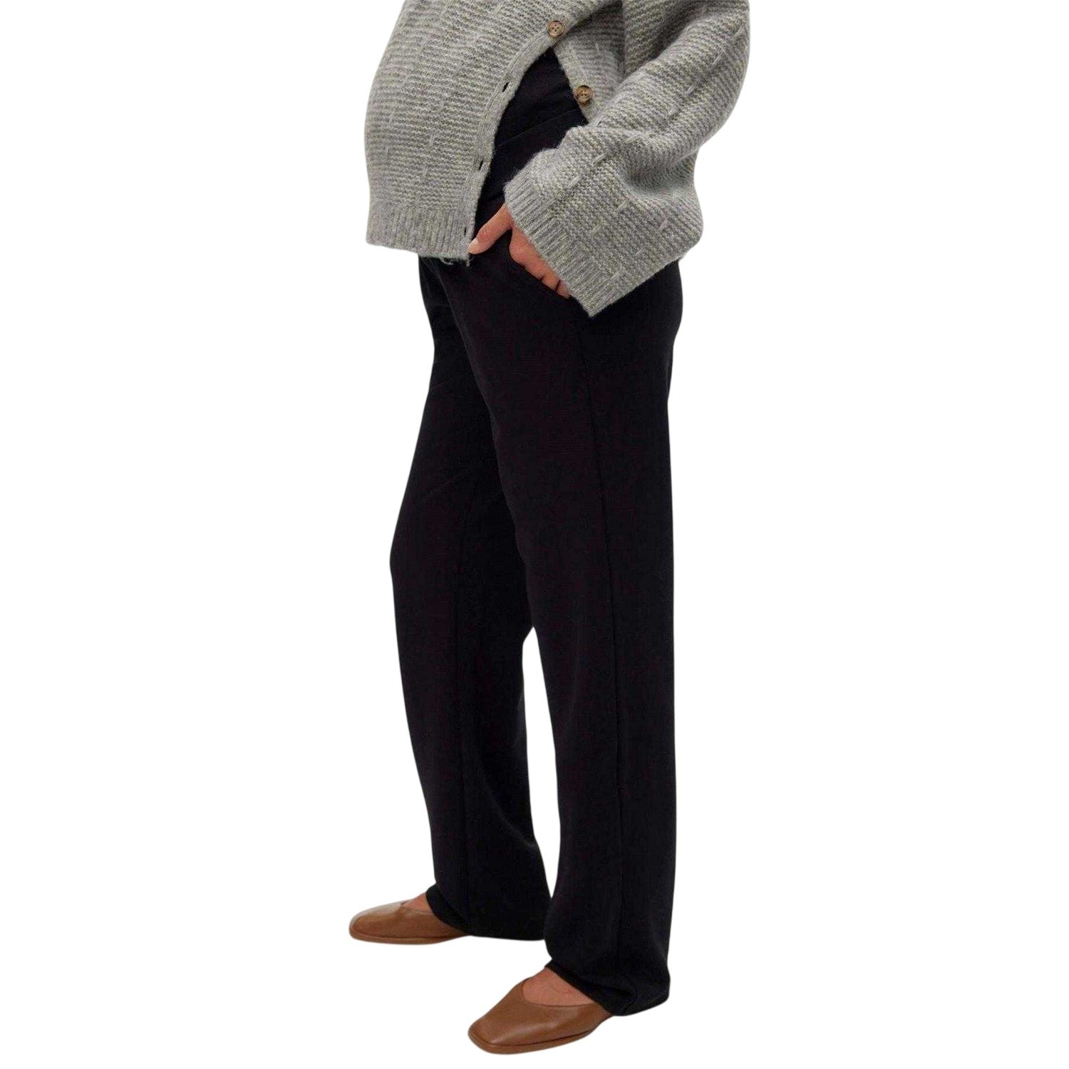 Black - Lifestyle - Mamalicious Womens-Ladies Plain Straight Leg Maternity Trousers