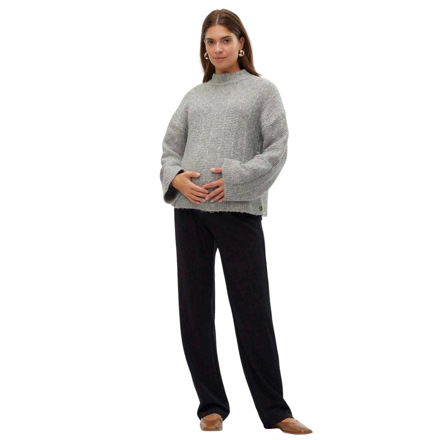 Black - Pack Shot - Mamalicious Womens-Ladies Plain Straight Leg Maternity Trousers