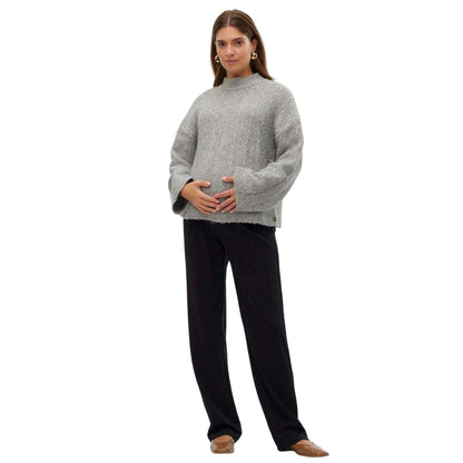 Black - Pack Shot - Mamalicious Womens-Ladies Plain Straight Leg Maternity Trousers