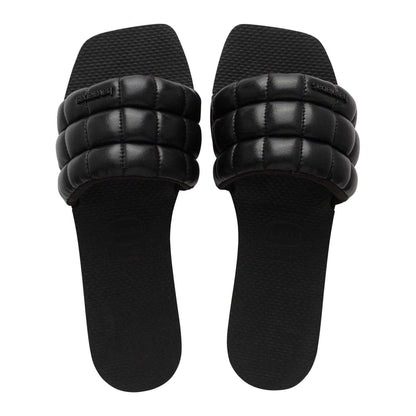 Black - Back - Havaianas Womens-Ladies Quilted Flat Slides