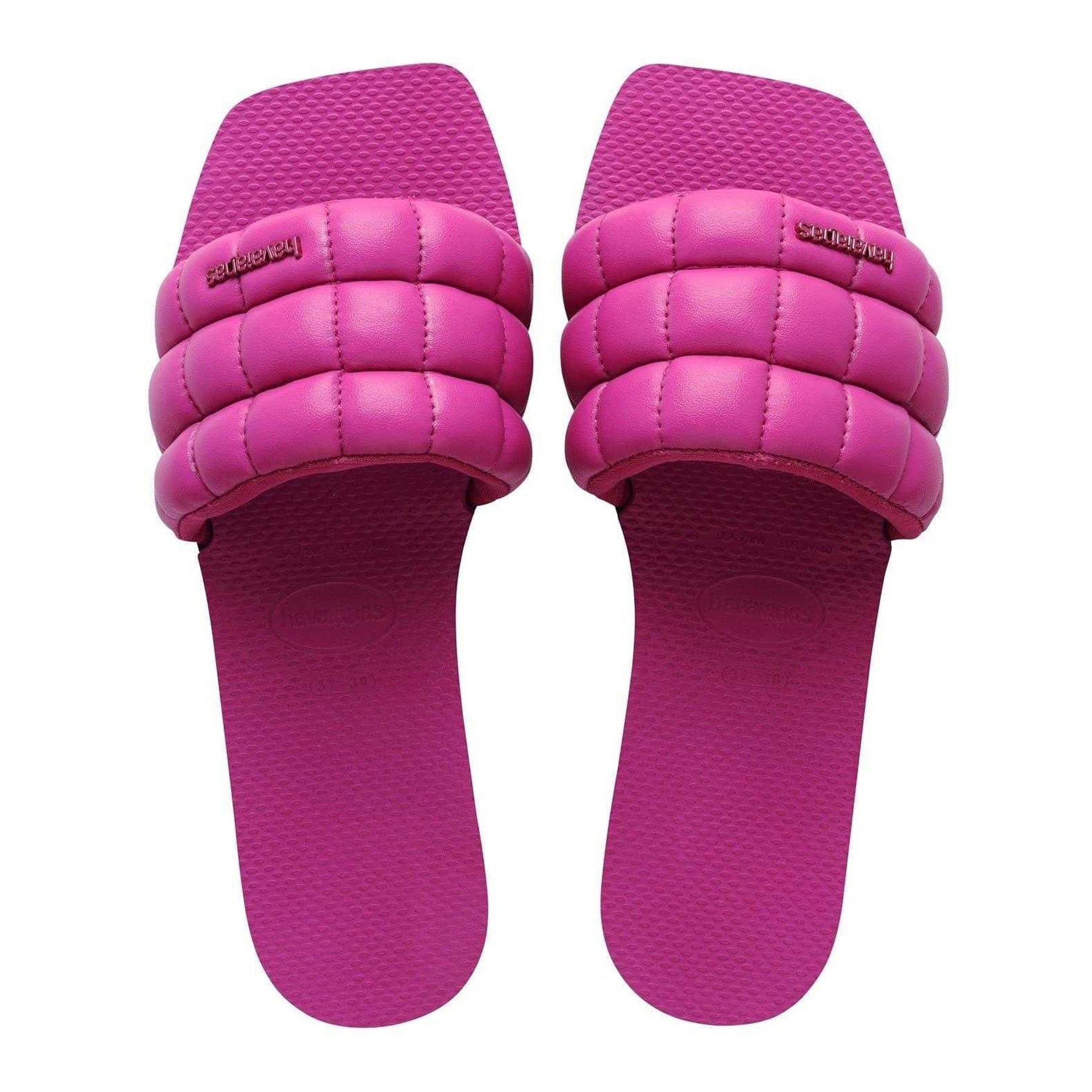Rose Pink - Back - Havaianas Womens-Ladies Quilted Flat Slides
