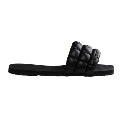 Black - Front - Havaianas Womens-Ladies Quilted Flat Slides
