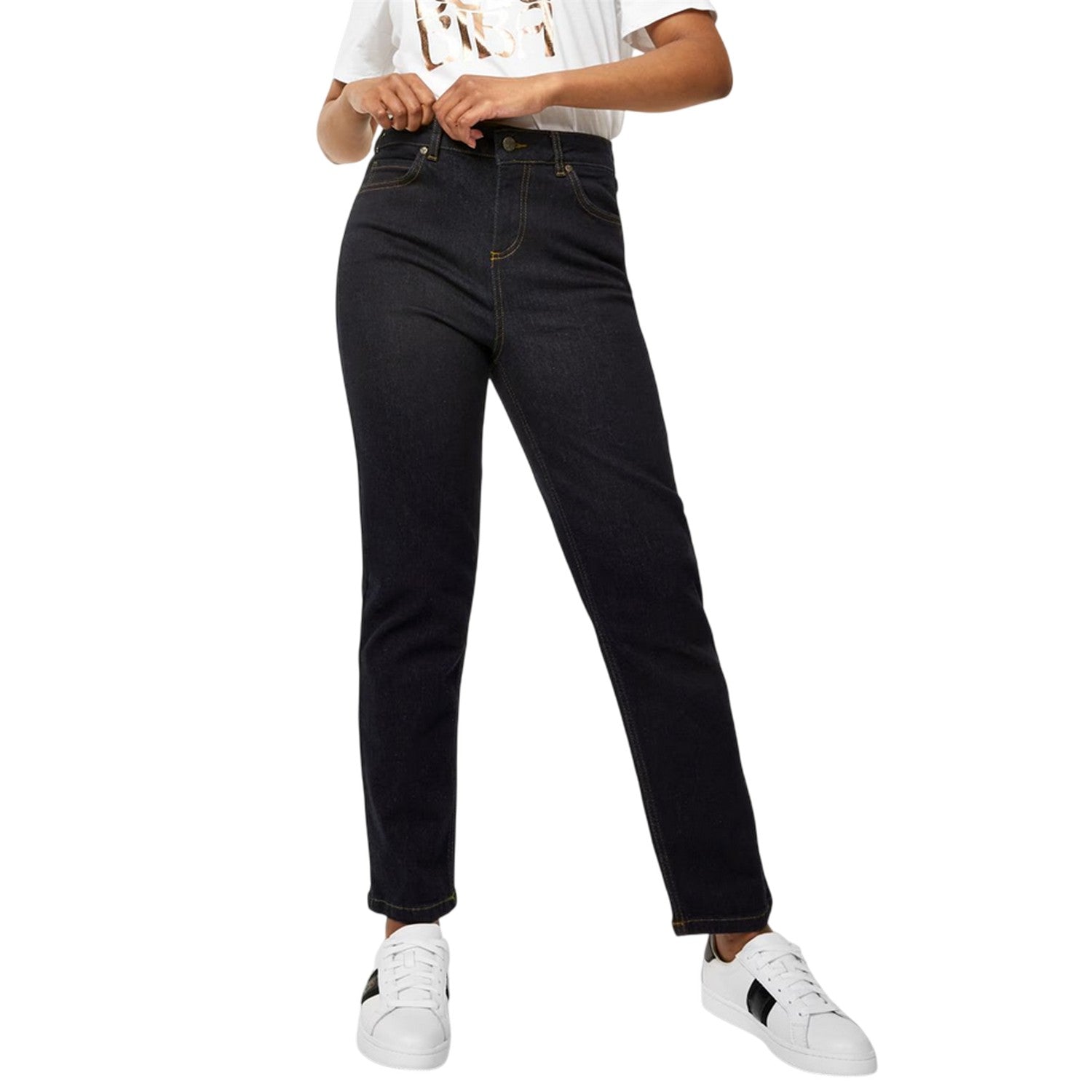 Indigo - Side - Biba Womens-Ladies Kiri Cotton Straight Leg Slim Jeans