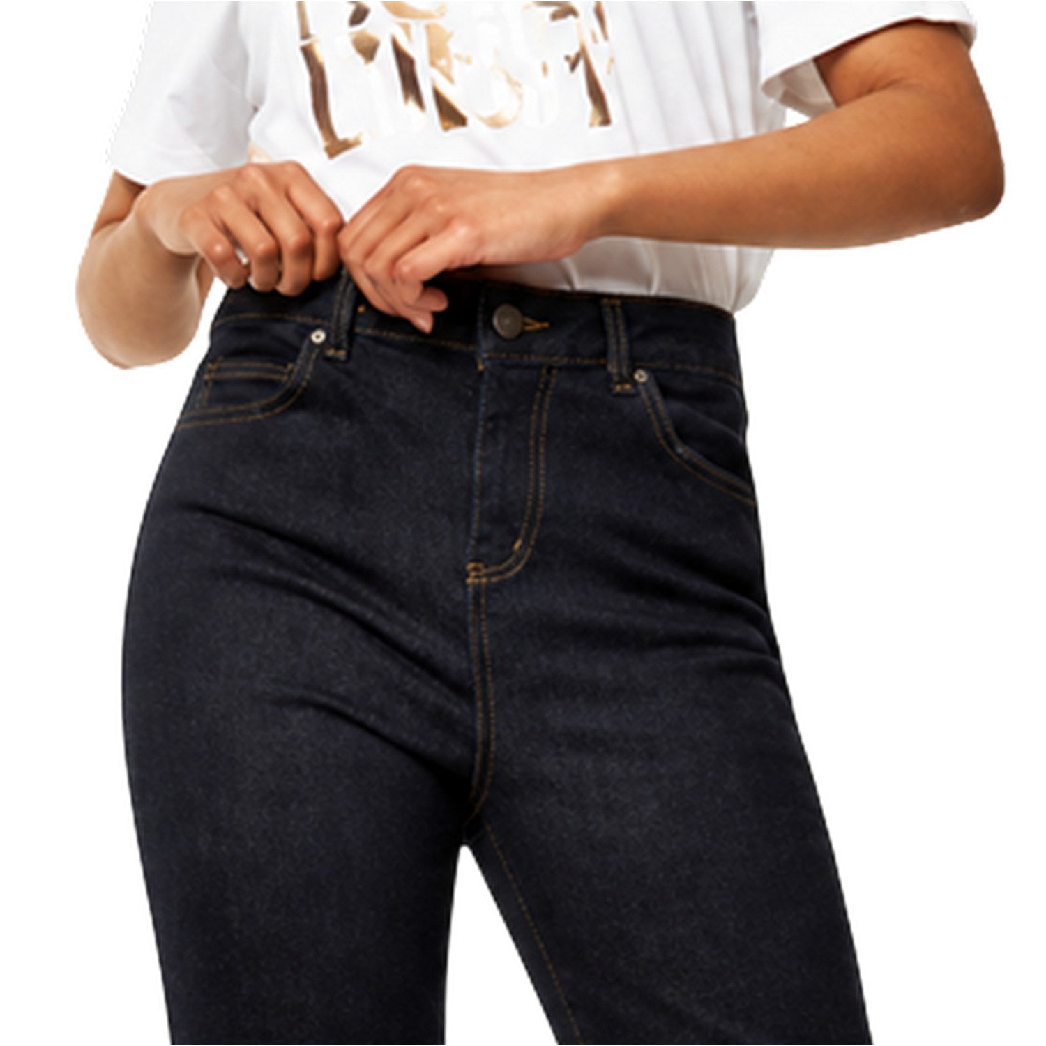 Mid Blue - Back - Biba Womens-Ladies Kiri Cotton Straight Leg Slim Jeans