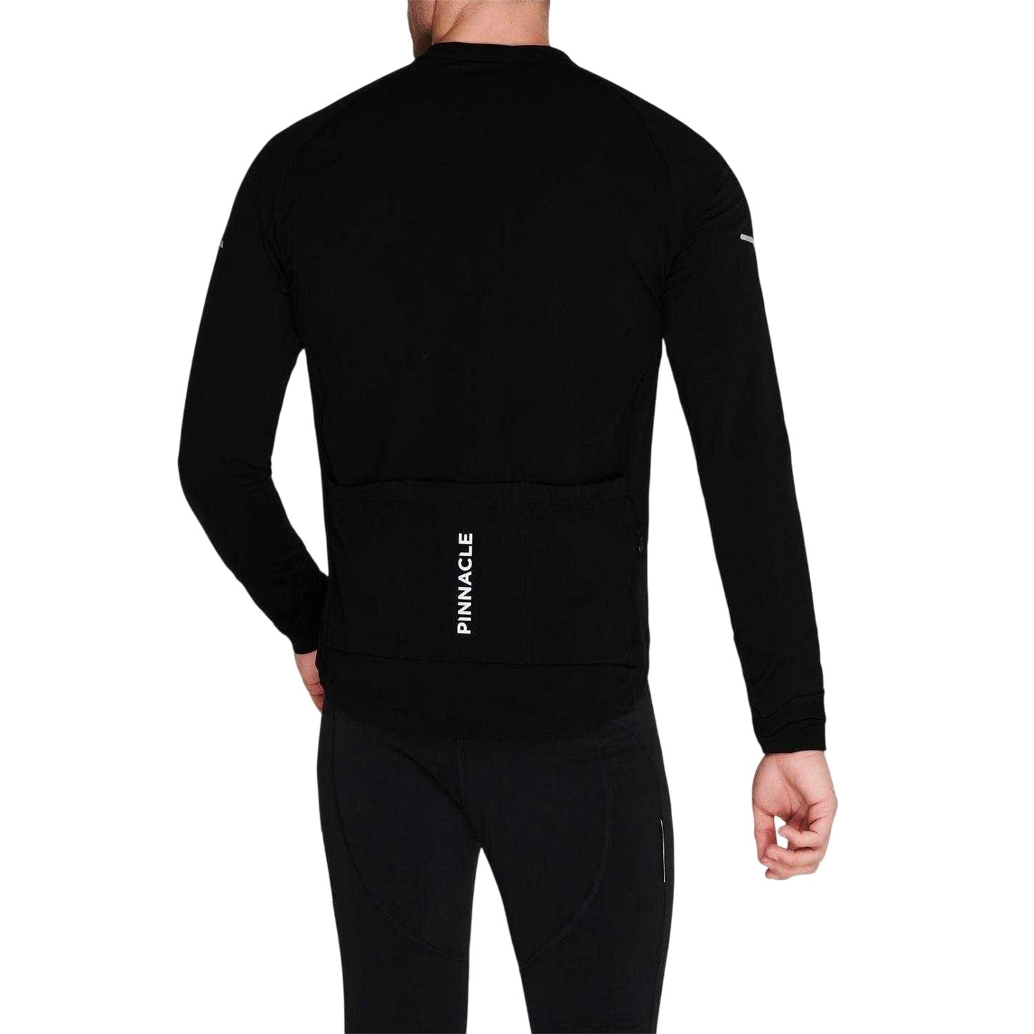Black - Back - Pinnacle Mens Thermal Long-Sleeved Cycling Jersey