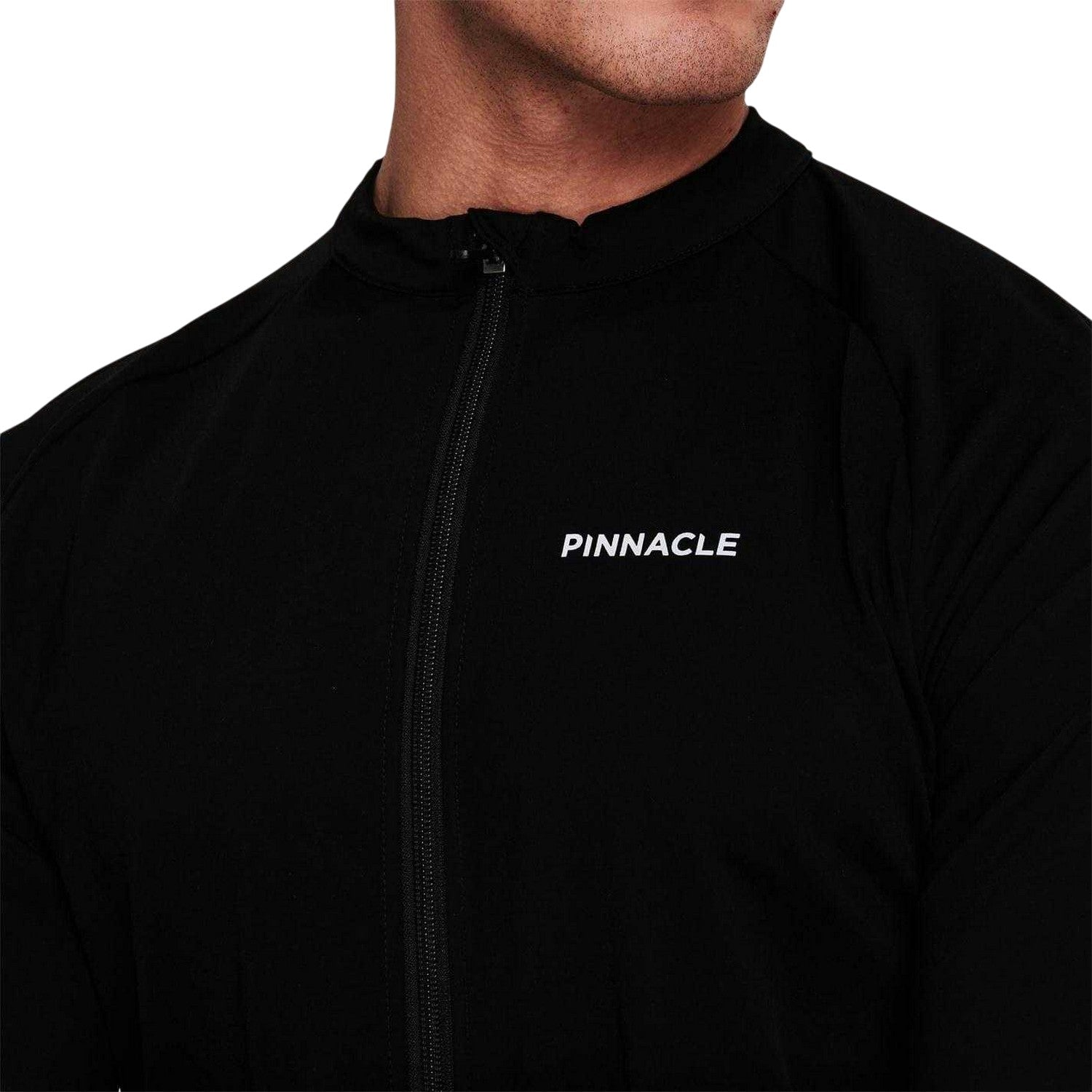 Black - Side - Pinnacle Mens Thermal Long-Sleeved Cycling Jersey