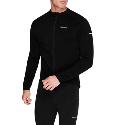 Black - Pack Shot - Pinnacle Mens Thermal Long-Sleeved Cycling Jersey