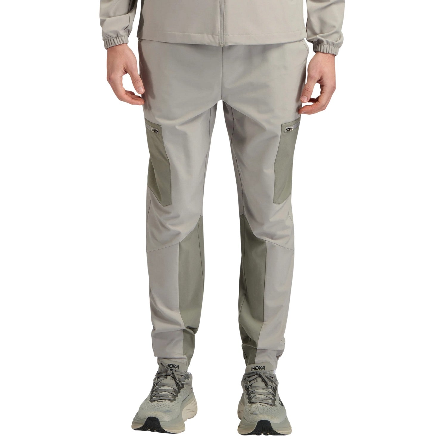 Grey - Front - ALTRYN Mens Colour Block Tracksuit Bottoms