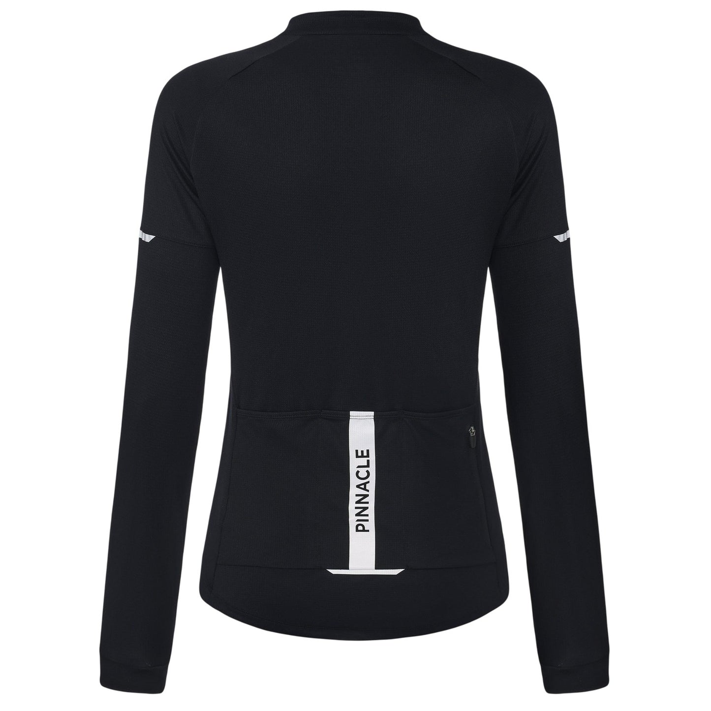 Black - Back - Pinnacle Womens-Ladies Logo Long-Sleeved Cycling Jersey