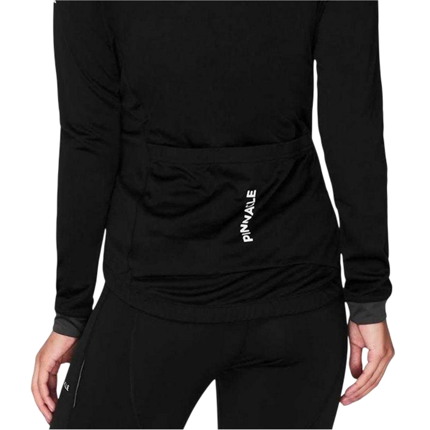 Black - Side - Pinnacle Womens-Ladies Logo Long-Sleeved Cycling Jersey