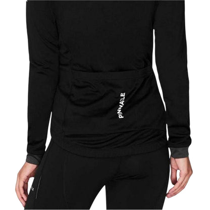 Black - Side - Pinnacle Womens-Ladies Logo Long-Sleeved Cycling Jersey