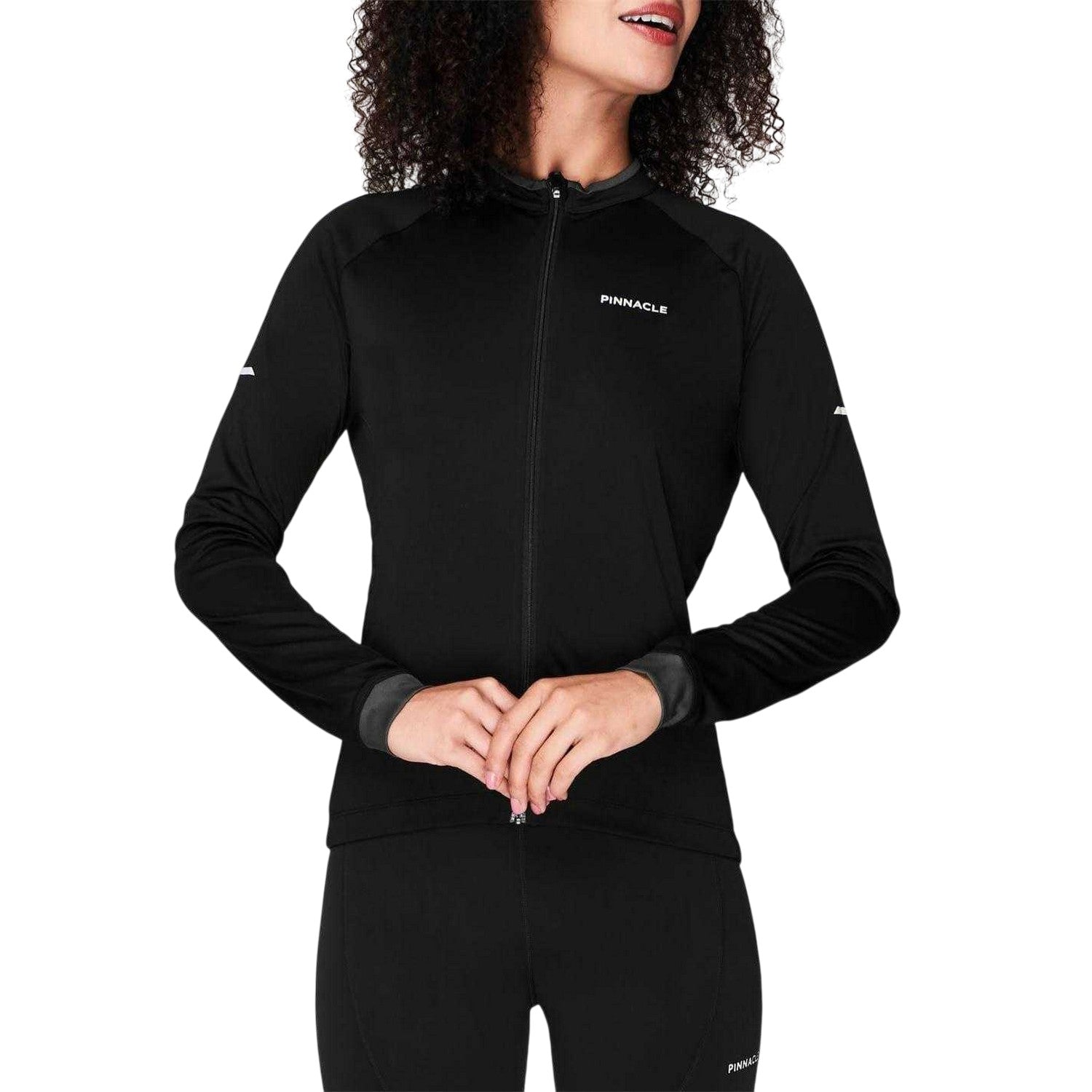 Black - Lifestyle - Pinnacle Womens-Ladies Logo Long-Sleeved Cycling Jersey