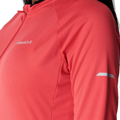 Coral - Side - Pinnacle Womens-Ladies Logo Long-Sleeved Cycling Jersey