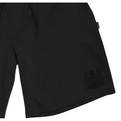 Black - Side - Aquascutum Mens Fleece Embroidered Logo Shorts