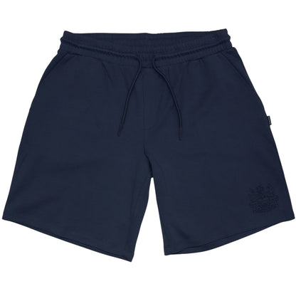 Navy - Front - Aquascutum Mens Fleece Embroidered Logo Shorts