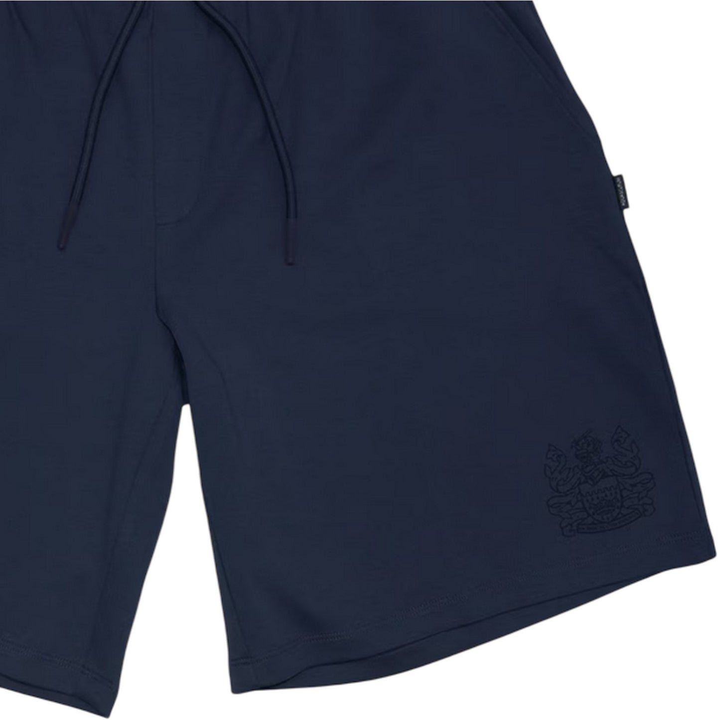 Navy - Side - Aquascutum Mens Fleece Embroidered Logo Shorts