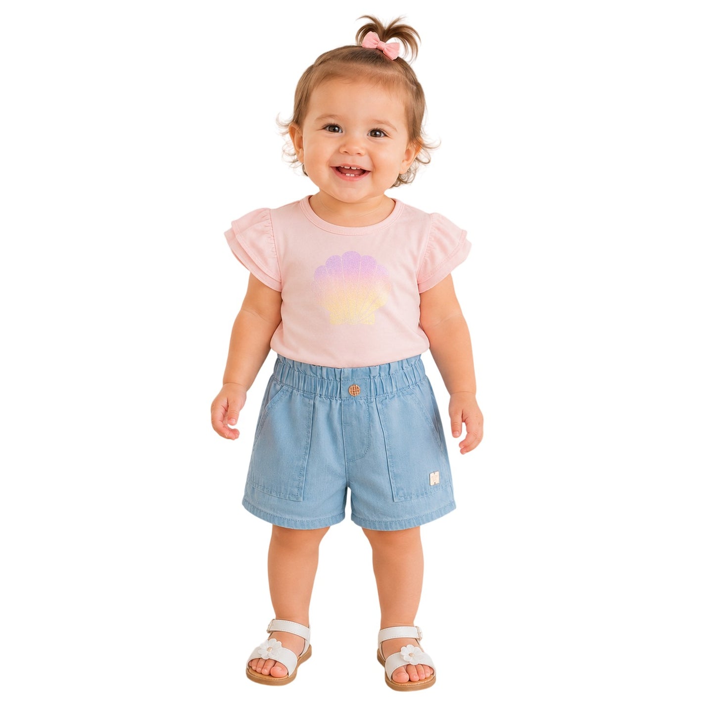 Denim - Side - Carrement Beau Baby Girls Carrement Denim Shorts