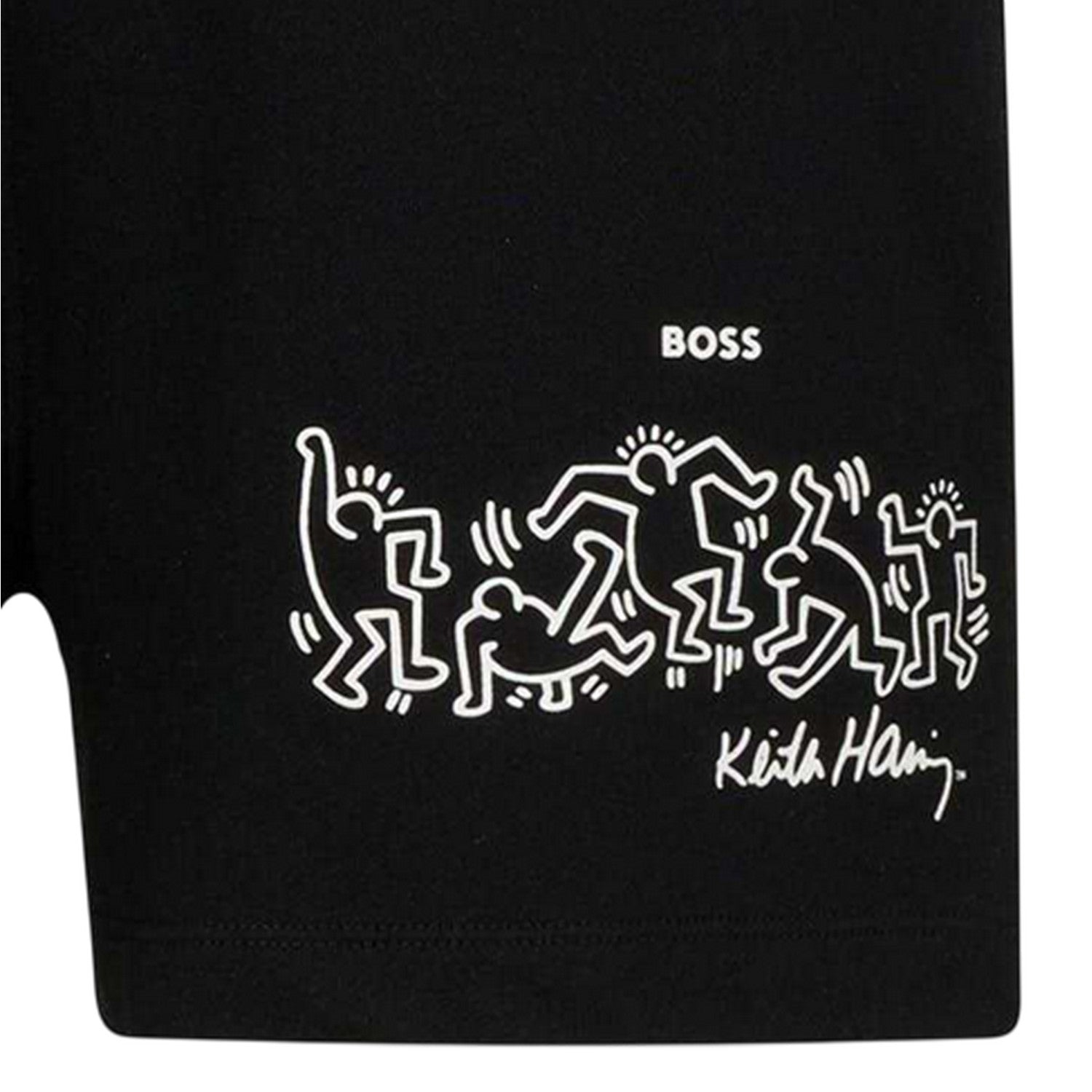Black - Side - Boss Womens-Ladies Keith Haring Regular Athletic Shorts
