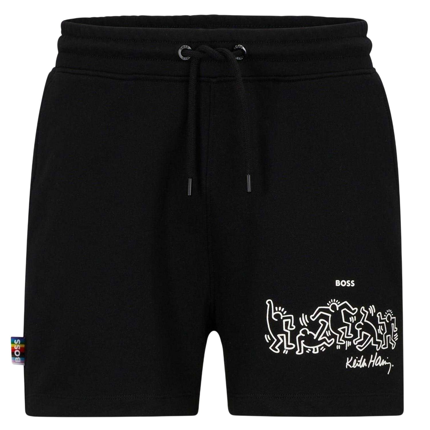 Black - Front - Boss Womens-Ladies Keith Haring Regular Athletic Shorts
