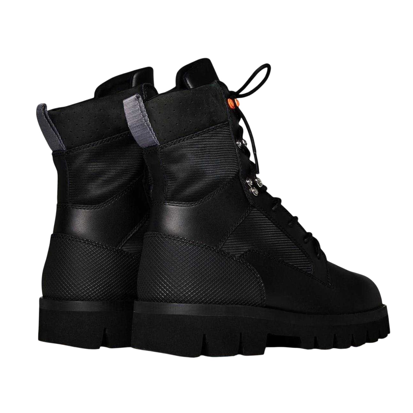 Black - Back - Heron Preston Womens-Ladies Leather Combat Boots