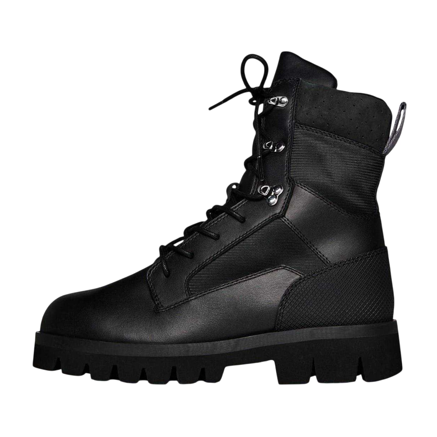 Black - Side - Heron Preston Womens-Ladies Leather Combat Boots